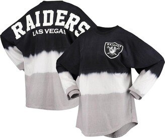 Women's Branded Black, White Las Vegas Raiders Ombre Long Sleeve T-shirt - Black, White