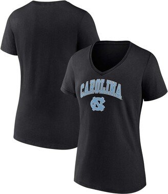 Women's Branded Black North Carolina Tar Heels Evergreen Campus V-Neck T-shirt