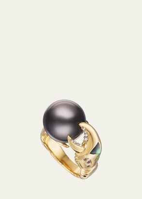 18K Pearl Crab Claw Ring