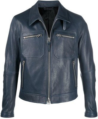 Zip-Pocket Leather Jacket-AB