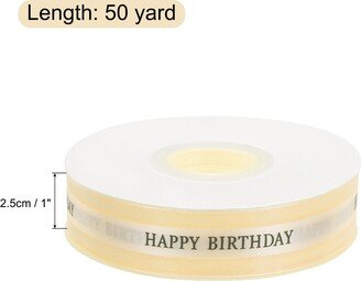 Unique Bargains 1 Inch Happy Birthday Satin Ribbon 50 Yards Ribbon Bow Decoration - 50 Yards