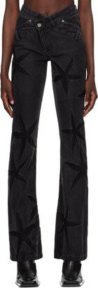 Masha Popova Black Night Flowers Jeans