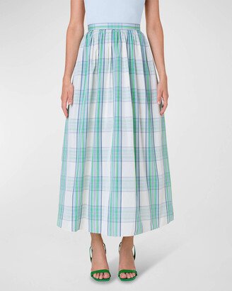 Checked Taffeta Midi Skirt