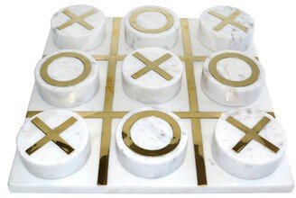 Marble 12X12 Tic-Tac-Toe, White/Gold - 12Wx12Lx3H