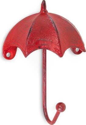 Abbott Red Umbrella Shaped Single Wall Hook Cast Iron