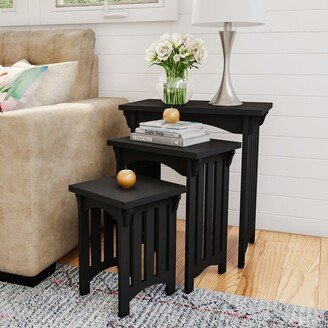 Black Wooden Traditional Nesting Tables- Set of 3 - Set of 3