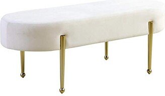 Meridian Furniture Gia Collection Modern | Contemporary Velvet Upholstered Bench with Sturdy Metal Legs in Rich Gold Finish-AA