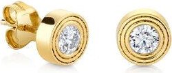 Fluted Diamond Yellow Gold Stud Earrings