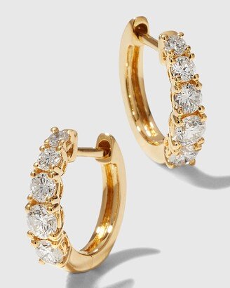 18k Yellow Gold Small Diamond Huggie Earrings-AB