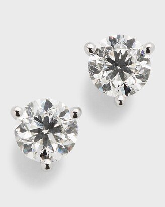 Neiman Marcus Diamonds 18K White Gold 3-Prong Round Diamond Martini Stud Earrings