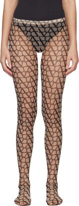 Black & Beige Iconographe Tights