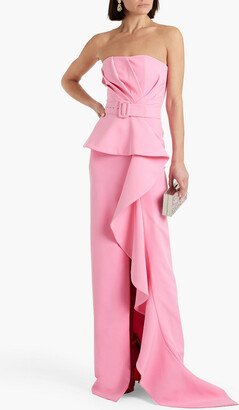 Strapless draped pleated crepe gown