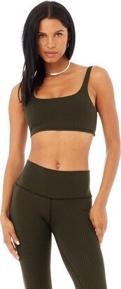 Micro Houndstooth Bra in Dark Olive/Black Green, Size: XS |