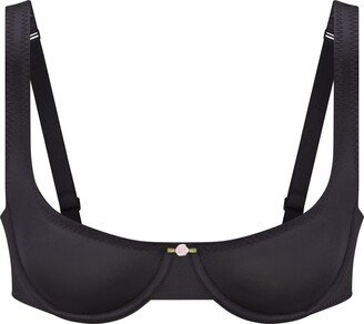 Stretch Satin Unlined Scoop Bra | Onyx