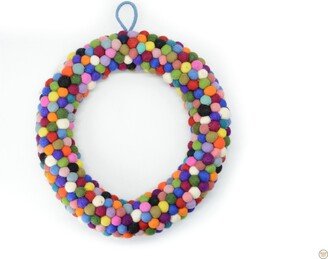 Felt Ball Wreaths | Multicolor Balls Round For Front Doors Handmade Wreath