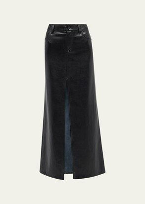 Rye Vegan Leather Front-Slit Maxi Skirt-AA