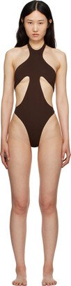 Brown Cutout Swimsuit