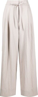 High-Waist Drawstring Palazzo Trousers