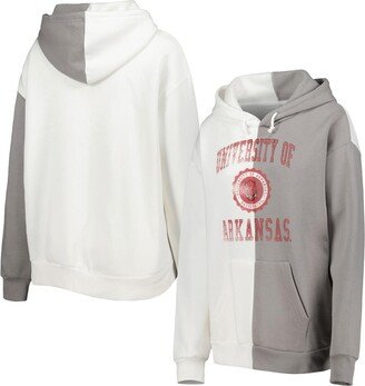 Women's Gameday Couture Gray, White Arkansas Razorbacks Split Pullover Hoodie - Gray, White