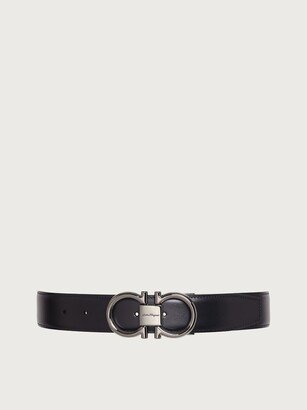 Man Reversible and adjustable Gancini belt Black/Hickory