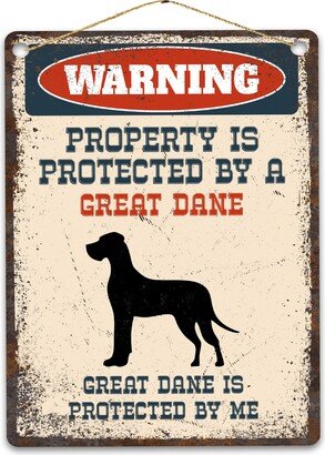 Great Dane Metal Sign, Funny Warning Dog Rustic Retro Weathered Distressed Plaque, Gift Idea