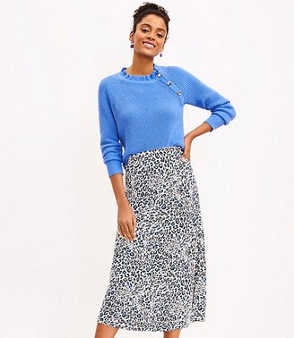 Petite Leopard Print Bias Midi Skirt