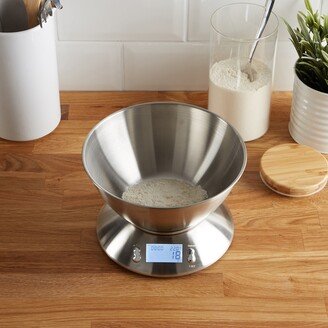 Dunelm Stainless Steel Electronic Kitchen Scales with Measuring Bowl Silver