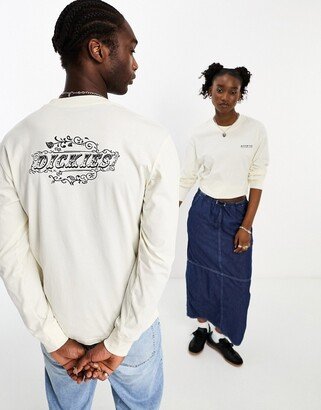 sandy level back print long sleeve t-shirt in off white