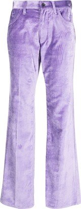 Velvet-Finish High-Waisted Trousers