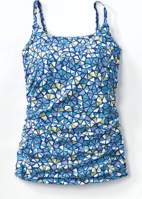 Women's Mosaic Ruched Tankini Top - Navy Multi - 8