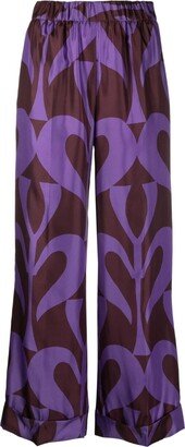 Graphic-Print High-Waisted Trousers