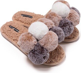 Pretty You Daisy Pom Pom Slipper In Natural