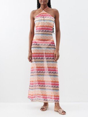 Zigzag Crochet-knit Halterneck Dress