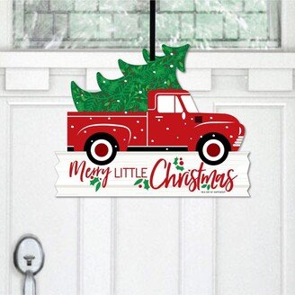 Big Dot Of Happiness Merry Little Christmas Tree - Hanging Porch Outdoor Front Door Decor - 1 Pc Sign