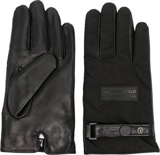 Logo-Plaque Leather Gloves-AG