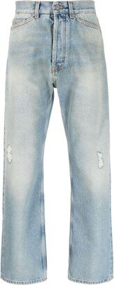 Distressed Straight-Leg Jeans-BQ