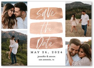 Save The Date Cards: Script Brush Save The Date, Beige, 5X7, Matte, Signature Smooth Cardstock, Square