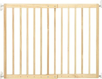 Double-Sealing Easy-Open Dog Gate for Stairs, Hallways, & Doorways, Medium Wooden Dog Gate, Walk Through Pet Gate for Small Dogs