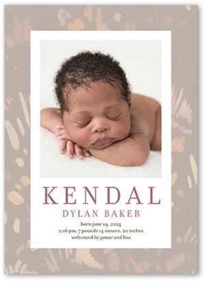 Birth Announcements: Painted Pattern Birth Announcement, Beige, 5X7, Matte, Signature Smooth Cardstock, Square