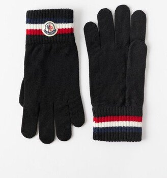 Logo-patch Striped Wool Gloves