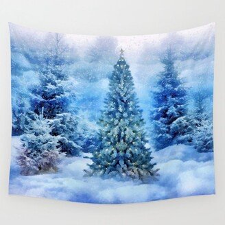 Christmas tree scene Wall Tapestry