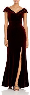 Off-the-Shoulder Fluted Velvet Gown - 100% Exclusive