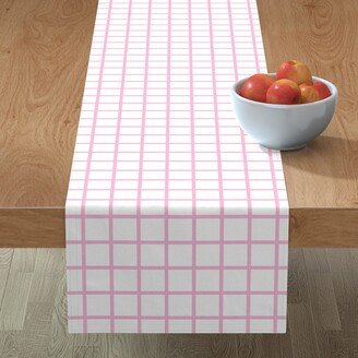 Table Runners: Grid - Pink And White Table Runner, 72X16, Pink