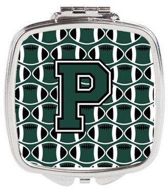 CJ1071-PSCM Letter P Football Green & White Compact Mirror