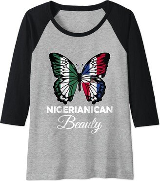 Dominican Republic and Nigeria Mix Nigerianican Beauty Nigeria & Dominican Nigerian Dominicana Raglan Baseball Tee