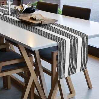 PiccoCasa Cotton Stripe for Family Dinners Party Table Runner Cloth Black and White 14x72 1 Pc