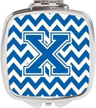 CJ1056-XSCM Letter X Chevron Blue & White Compact Mirror