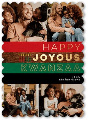 Kwanzaa Cards: Bold Lines Kwanzaa Card, Red, 5X7, Kwanzaa, Pearl Shimmer Cardstock, Scallop