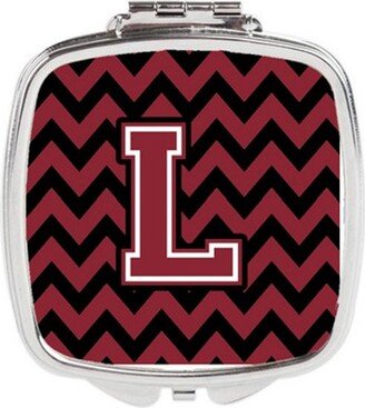 CJ1052-LSCM Letter L Chevron Garnet & Black Compact Mirror