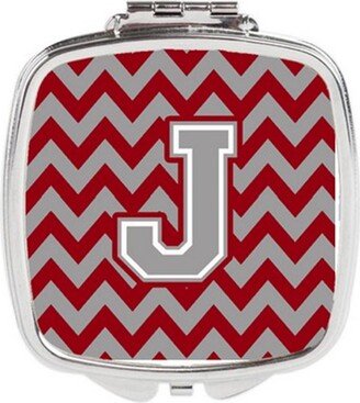 CJ1043-JSCM Letter J Chevron Crimson & Grey Compact Mirror